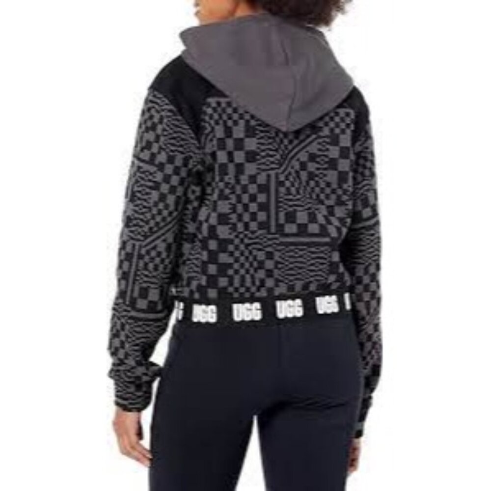 UGG Mallory Gray Checkered Cropped Hoodie - Picture 3 of 8